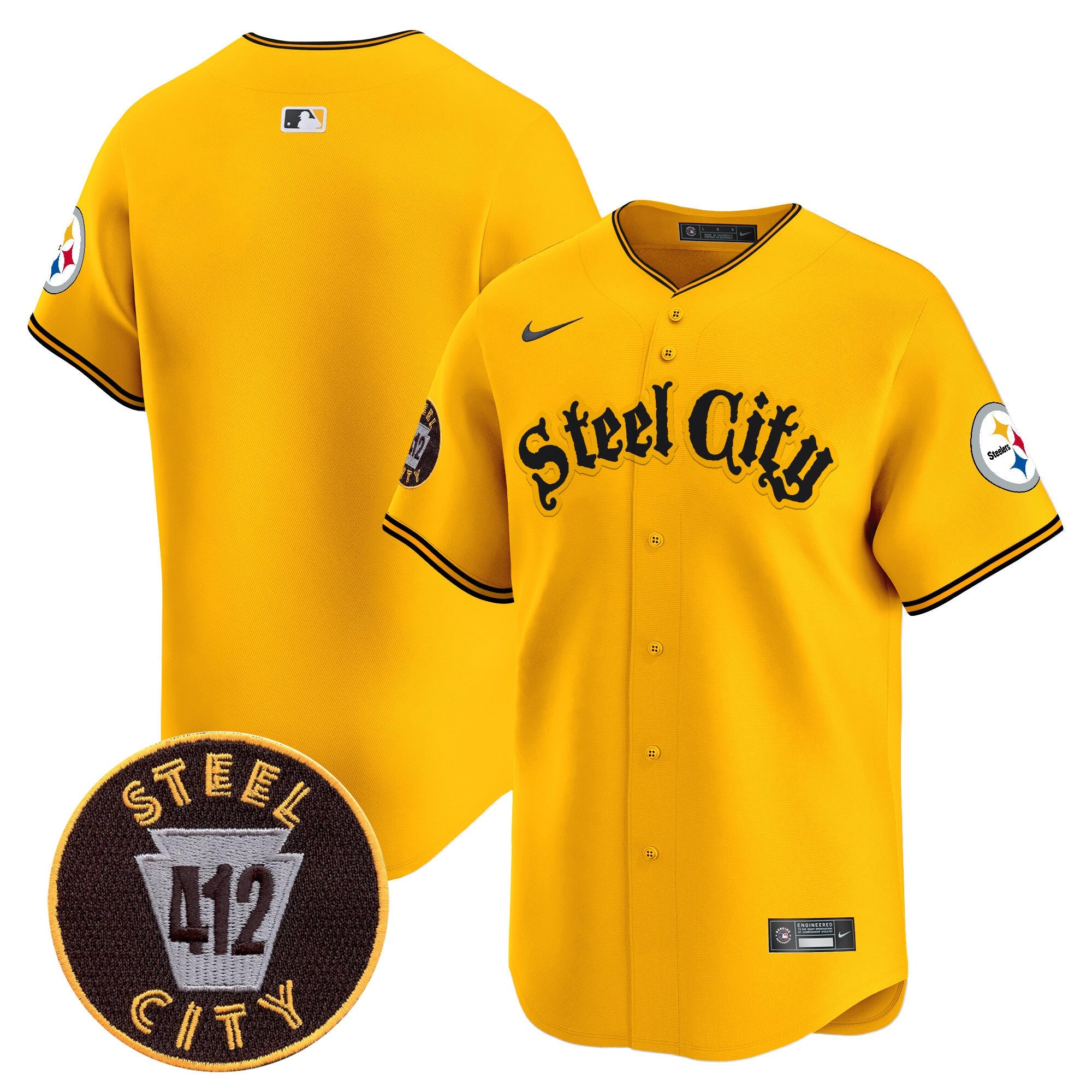 Steelers 412 Patch Vapor Premier Limited Jersey – All Stitched – Gold – Team Jersey