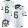Eagles Jerome Brown Patch Kelly Green Gold Trim Jersey – All Stitched – Kelly White – DeVonta Smith Jersey