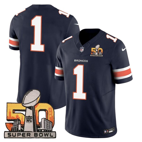 Denver Broncos Super Bowl 50 Patch Vapor Jersey – All Stitched – Navy – #1 Team Jersey