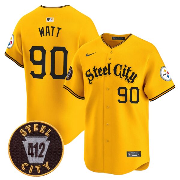 Steelers 412 Patch Vapor Premier Limited Jersey – All Stitched – Gold – T.J.Watt Jersey