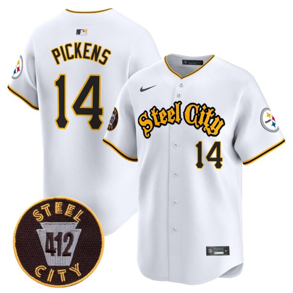 Steelers 412 Patch Vapor Premier Limited Jersey – All Stitched – White – George Pickens Jersey
