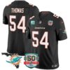 Dolphins 50th Perfect Season & Florida Patch Vapor Jersey – All Stitched – Black – Zach Thomas Jersey