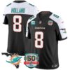 Dolphins 50th Perfect Season & Florida Patch Vapor Jersey – All Stitched – Black Alternate – Jevon Holland Jersey