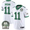 Eagles Jerome Brown Retired Patch Gold & Kelly Jersey – All Stitched – Kelly White – A.J. Brown Jersey