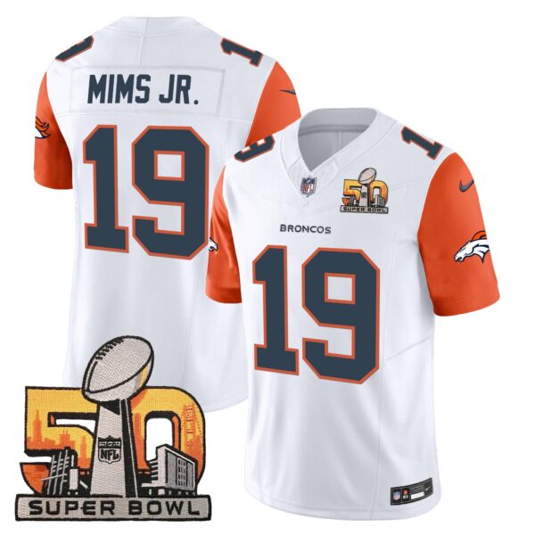 Denver Broncos Super Bowl 50 Patch Vapor Jersey – All Stitched – Orange Sleeves – Marvin Mims Jr. Jersey