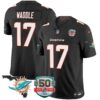 Dolphins 50th Perfect Season & Florida Patch Vapor Jersey – All Stitched – Black – Jaylen Waddle Jersey