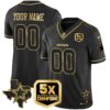 Cowboys 5x Super Bowl Champions Vapor Limited Custom Jersey – All Stitched – Black Gold Jersey