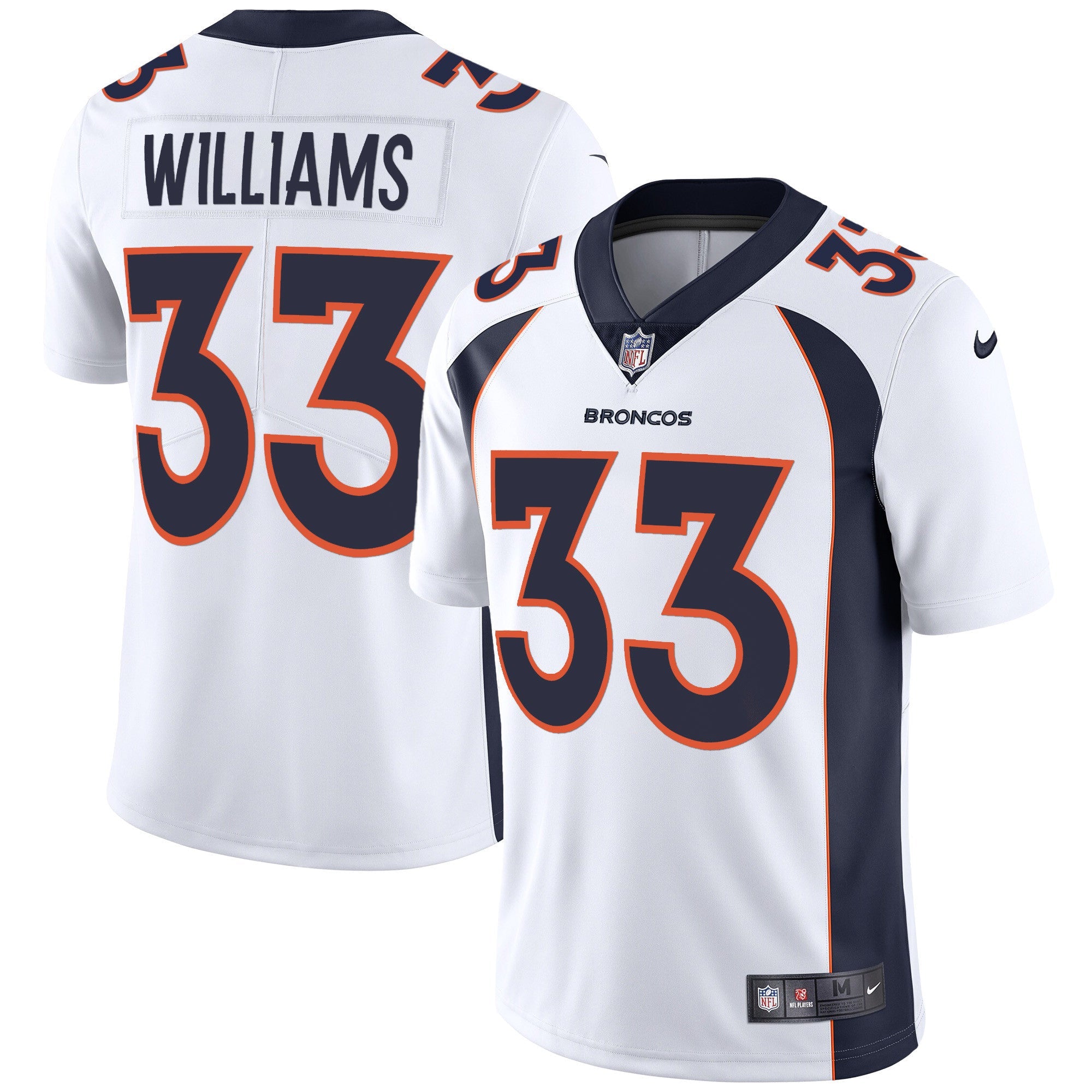 Denver Broncos Vapor Jersey – All Stitched – White – Javonte Williams Jersey