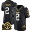 Steelers Home Patch Gold Vapor Jersey – All Stitched – Black Limited – Justin Fields Jersey