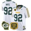 Packers 13 Time World Champions & Home Patch Vapor Limited Jersey – All Stitched – White – Reggie White Jersey