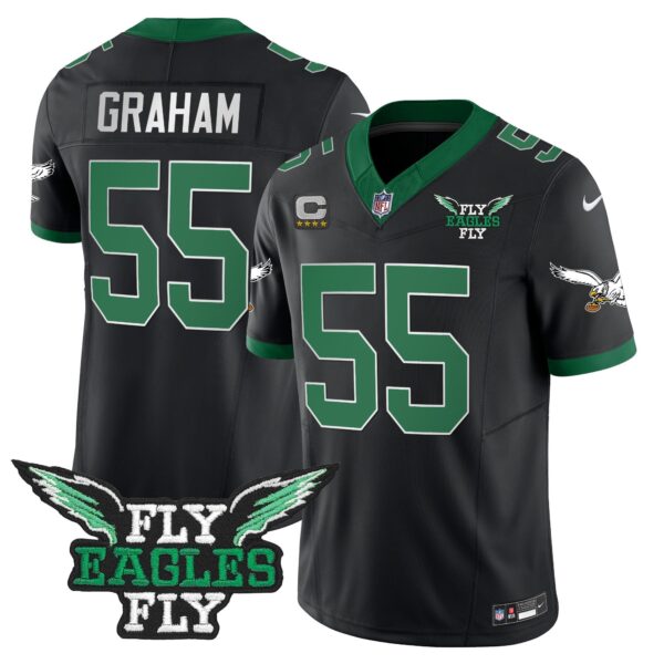 Fly Eagles Fly Patch Throwback Kelly Green Vapor Jersey – All Stitched – Black – Brandon Graham Jersey