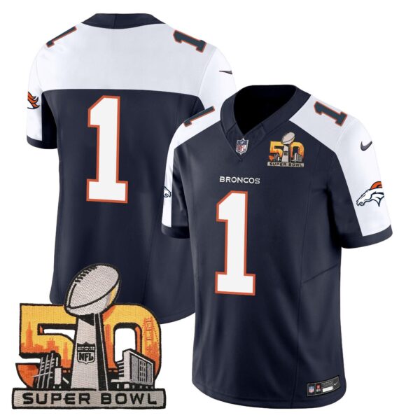 Denver Broncos Super Bowl 50 Patch Vapor Jersey – All Stitched – Navy Alternate – #1 Team Jersey