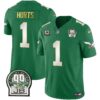 Eagles Jerome Brown Patch Kelly Green Gold Trim Jersey – All Stitched – Kelly Green – Jalen Hurts Jersey