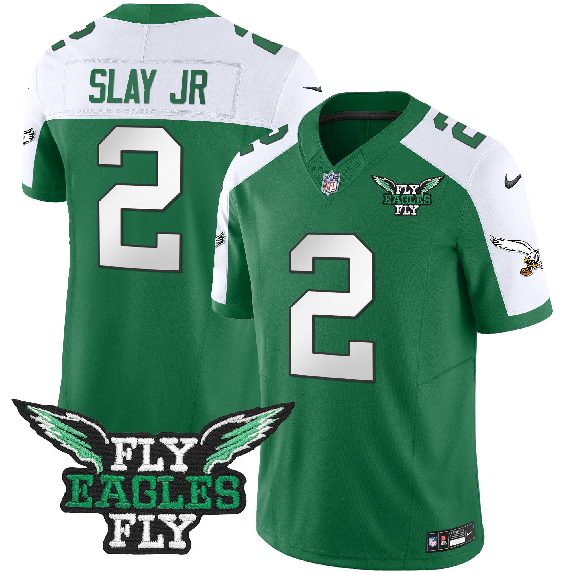 Fly Eagles Fly Patch Throwback Kelly Green Vapor Jersey – All Stitched – Kelly Alternate – Darius Slay Jr. Jersey