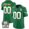 Eagles Jerome Brown Patch Kelly Green Gold Trim Custom Jersey – All Stitched – Kelly Green Jersey