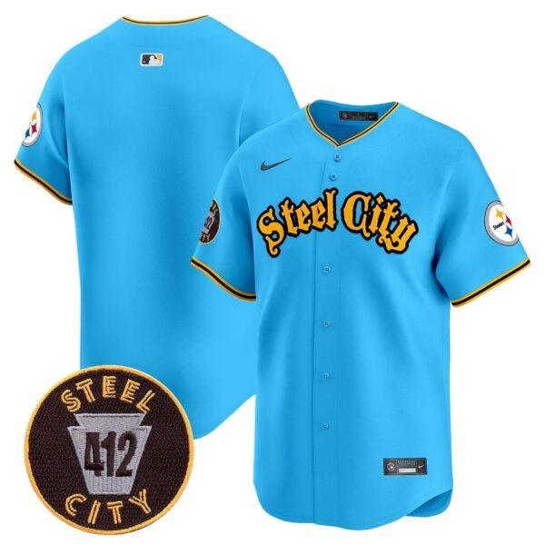 Steelers 412 Patch Vapor Premier Limited Jersey – All Stitched – Light Blue – Team Jersey