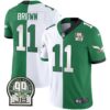 Eagles Jerome Brown Retired Patch Gold & Kelly Jersey – All Stitched – Split – A.J. Brown Jersey