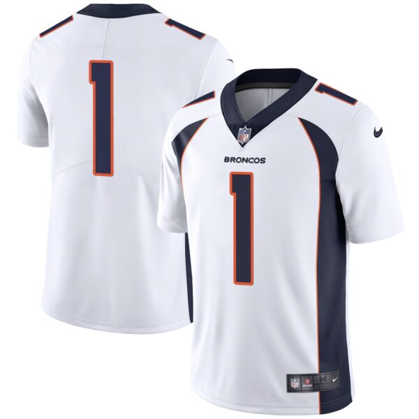 Denver Broncos Vapor Jersey – All Stitched – White – #1 Team Jersey