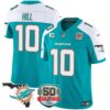 Dolphins 50th Perfect Season & Florida Patch Vapor Jersey – All Stitched – Aqua Alternate – Tyreek Hill Jersey