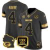 Packers 13 Time World Champions & Home Patch Gold Vapor Jersey V2 – All Stitched – Black Gold – Brett Favre Jersey