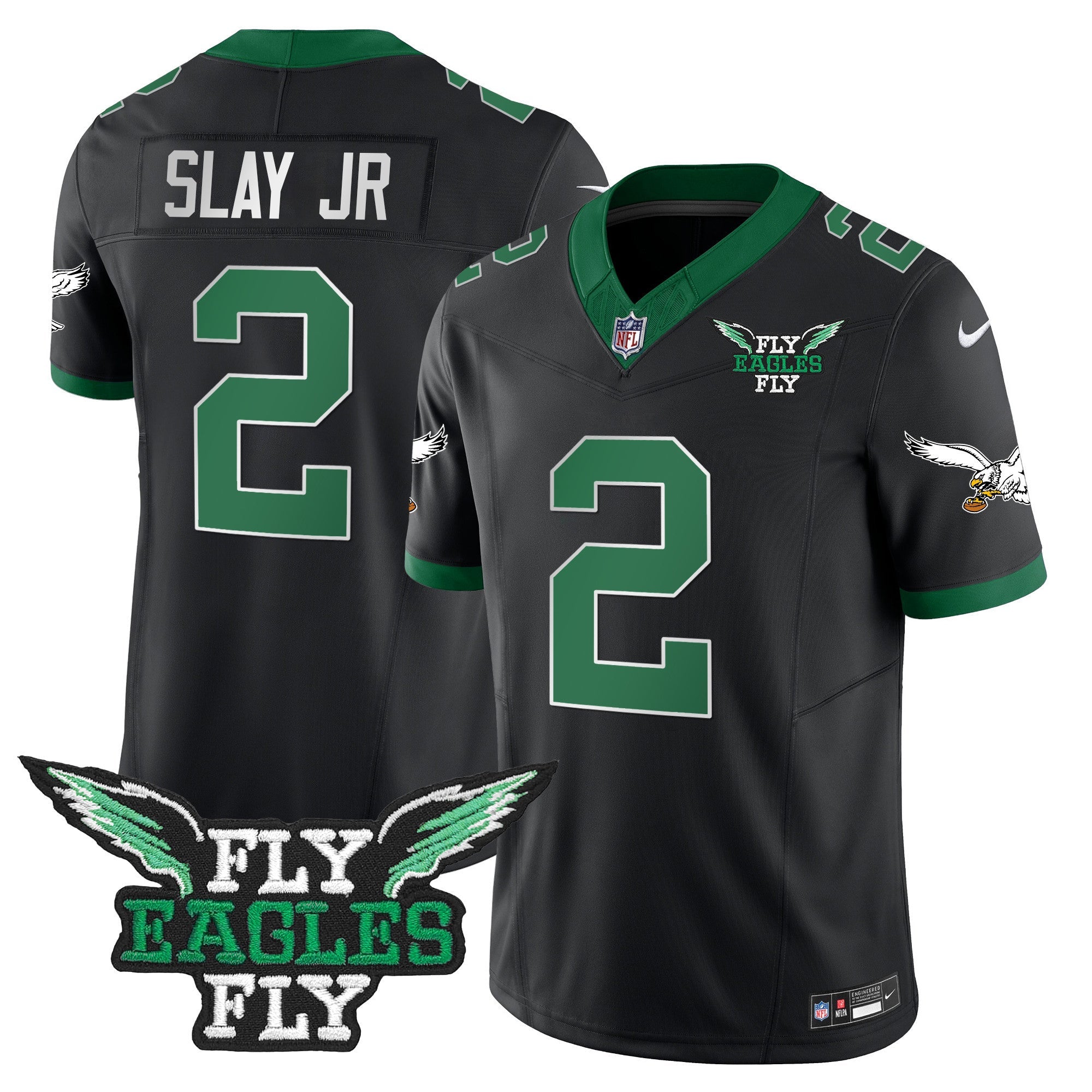 Fly Eagles Fly Patch Throwback Kelly Green Vapor Jersey – All Stitched – Black – Darius Slay Jr. Jersey