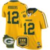 Packers 13 Time World Champions & Home Patch Vapor Limited Jersey – All Stitched – Gold – Aaron Rodgers Jersey