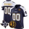 Cowboys Texas & John Madden Patch Gold Trim Vapor Custom Jersey – All Stitched – Navy Alternate Jersey