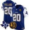 Cowboys Texas & John Madden Patch Gold Trim Vapor Jersey – All Stitched – Royal – Tony Pollard Jersey