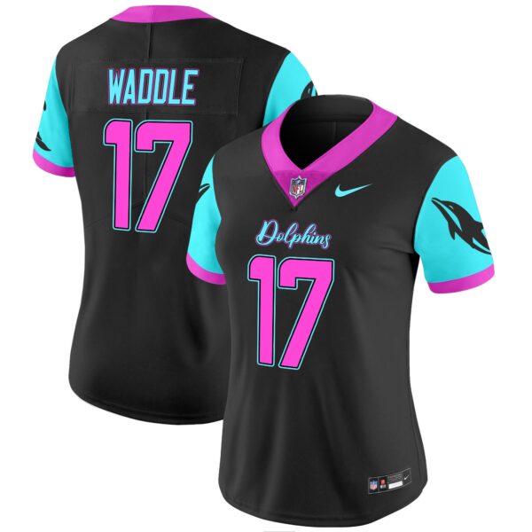 Women Dolphins Miami Vice Vapor Limited Jersey – All Stitched – Black – Jaylen Waddle Jersey