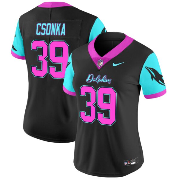 Women Dolphins Miami Vice Vapor Limited Jersey – All Stitched – Black – Larry Csonka Jersey