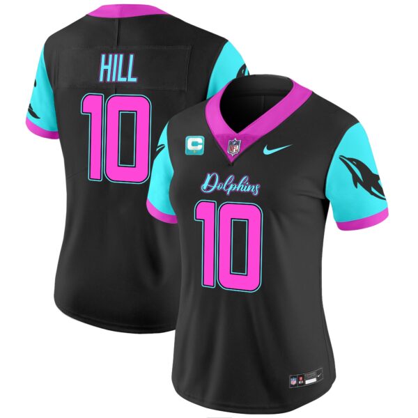 Women Dolphins Miami Vice Vapor Limited Jersey – All Stitched – Black – Tyreek Hill Jersey