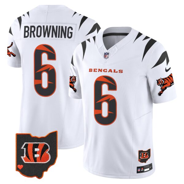 Bengals Special Vapor Limited Jersey – All Stitched – White – Jake Browning Jersey