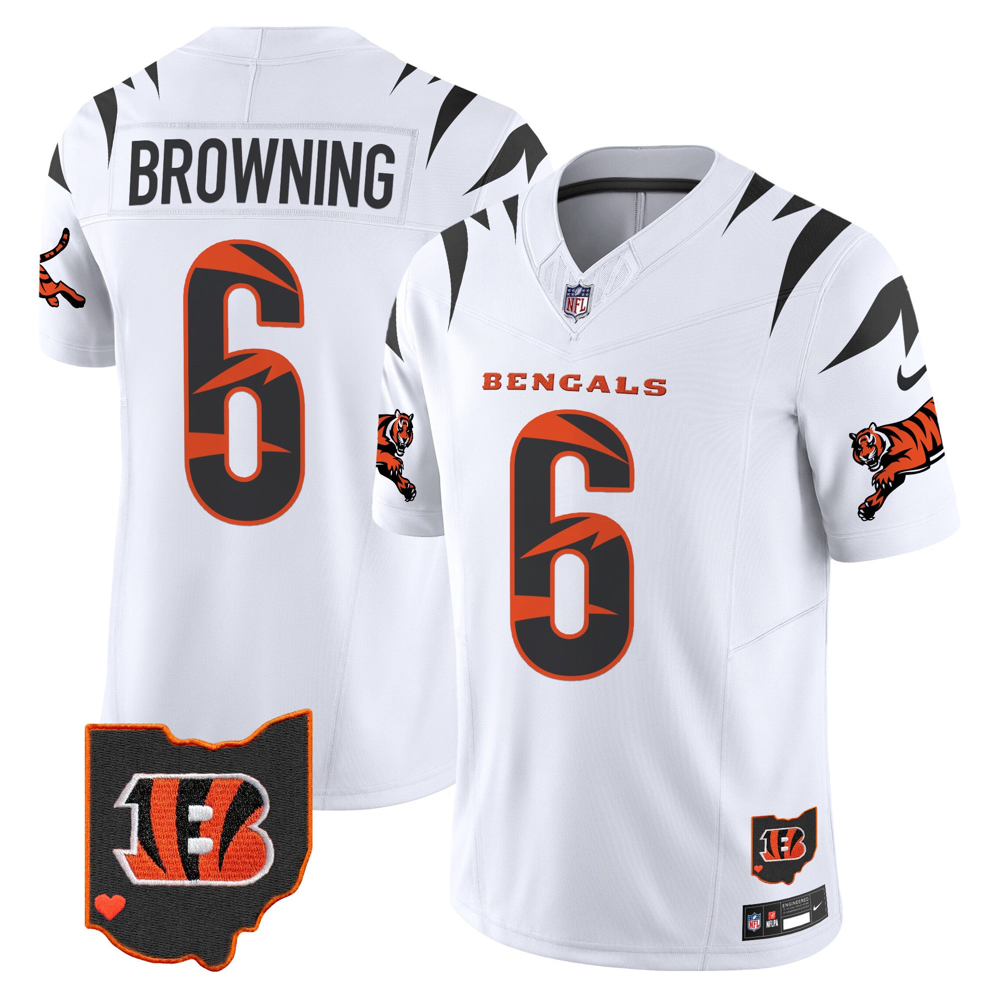 Bengals Special Vapor Limited Jersey – All Stitched – White – Jake Browning Jersey