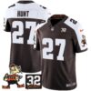 Browns #32 Jim Brown Memorial Patch Vapor Limited Jersey V2 – All Stitched – Alternate – Kareem Hunt Jersey