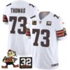 Browns #32 Jim Brown Memorial Patch Vapor Limited Jersey V2 – All Stitched – White – Joe Thomas Jersey