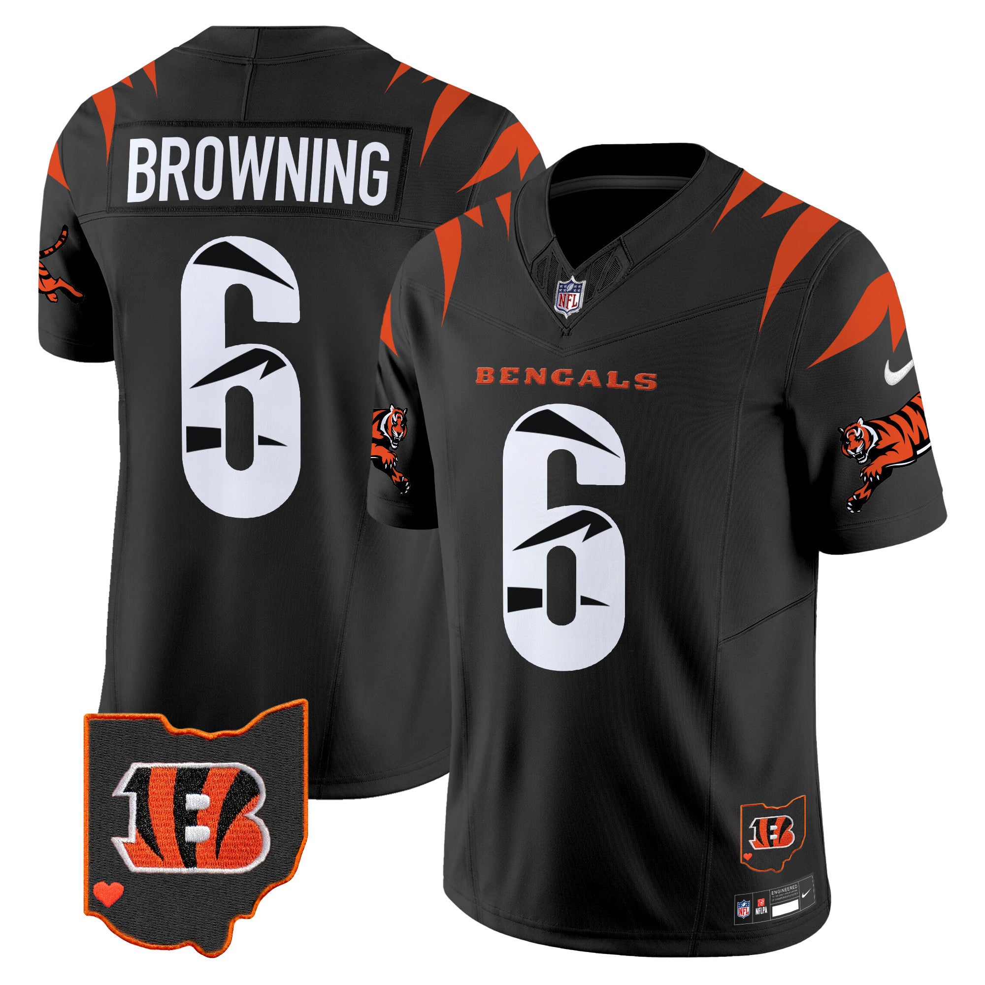 Bengals Special Vapor Limited Jersey – All Stitched – Black – Jake Browning Jersey