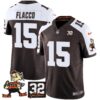 Browns #32 Jim Brown Memorial Patch Vapor Limited Jersey V2 – All Stitched – Alternate – Joe Flacco Jersey