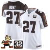 Browns #32 Jim Brown Memorial Patch Vapor Limited Jersey V2 – All Stitched – Inverted – Kareem Hunt Jersey
