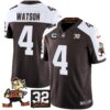Browns #32 Jim Brown Memorial Patch Vapor Limited Jersey V2 – All Stitched – Alternate – Deshaun Watson Jersey