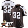 Browns #32 Jim Brown Memorial Patch Vapor Limited Jersey V2 – All Stitched – Alternate – Jim Brown Jersey