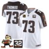 Browns #32 Jim Brown Memorial Patch Vapor Limited Jersey V2 – All Stitched – Inverted – Joe Thomas Jersey
