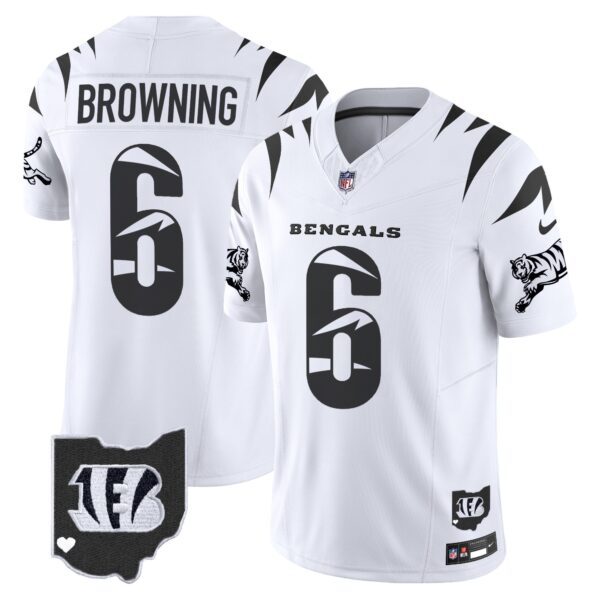 Bengals Special Vapor Limited Jersey – All Stitched – White Limited – Jake Browning Jersey