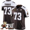 Browns #32 Jim Brown Memorial Patch Vapor Limited Jersey V2 – All Stitched – Alternate – Joe Thomas Jersey