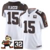 Browns #32 Jim Brown Memorial Patch Vapor Limited Jersey V2 – All Stitched – Inverted – Joe Flacco Jersey