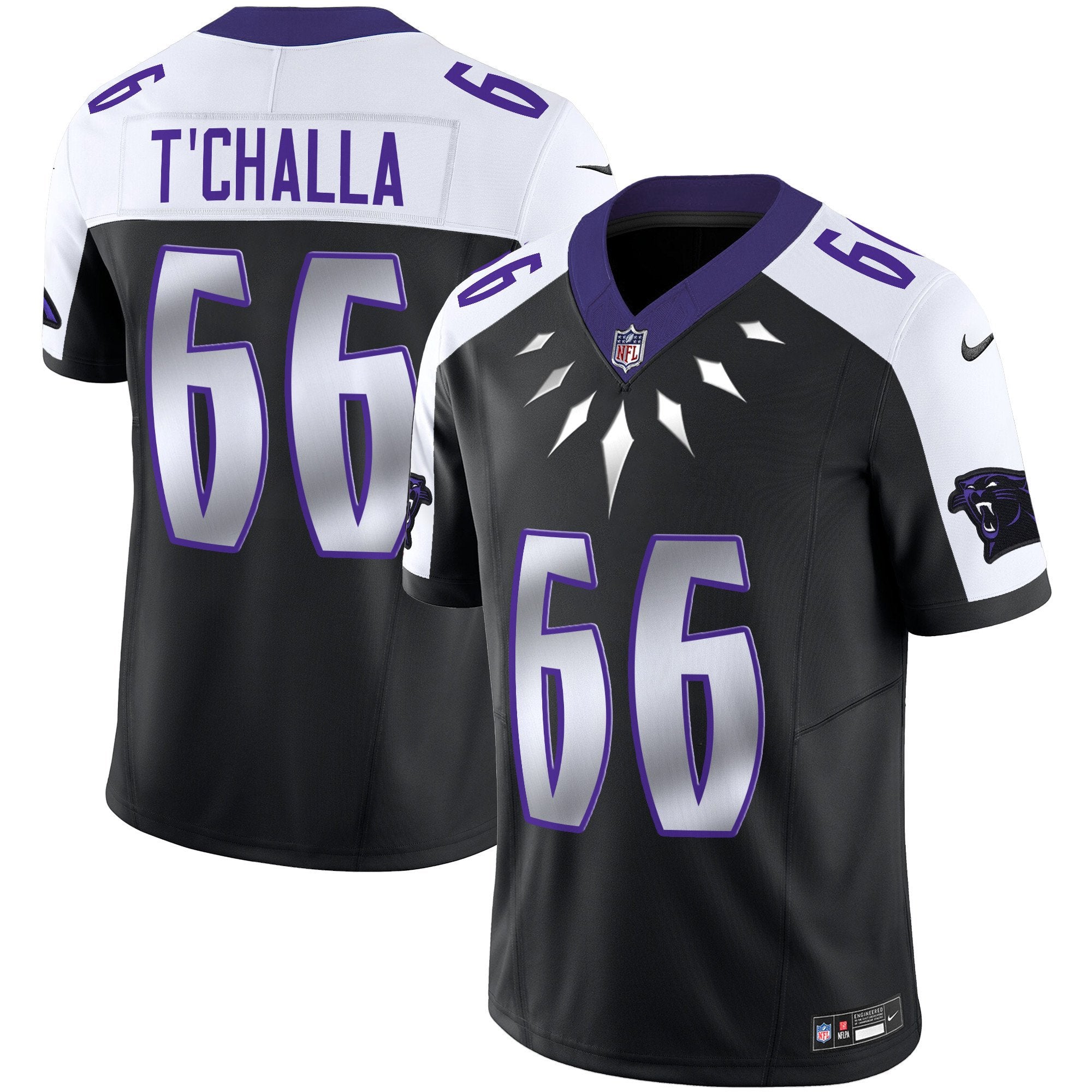Carolina Panthers Wakanda Vapor Limited Jersey – All Stitched – Black Alternate – T’Challa 1966 Jersey