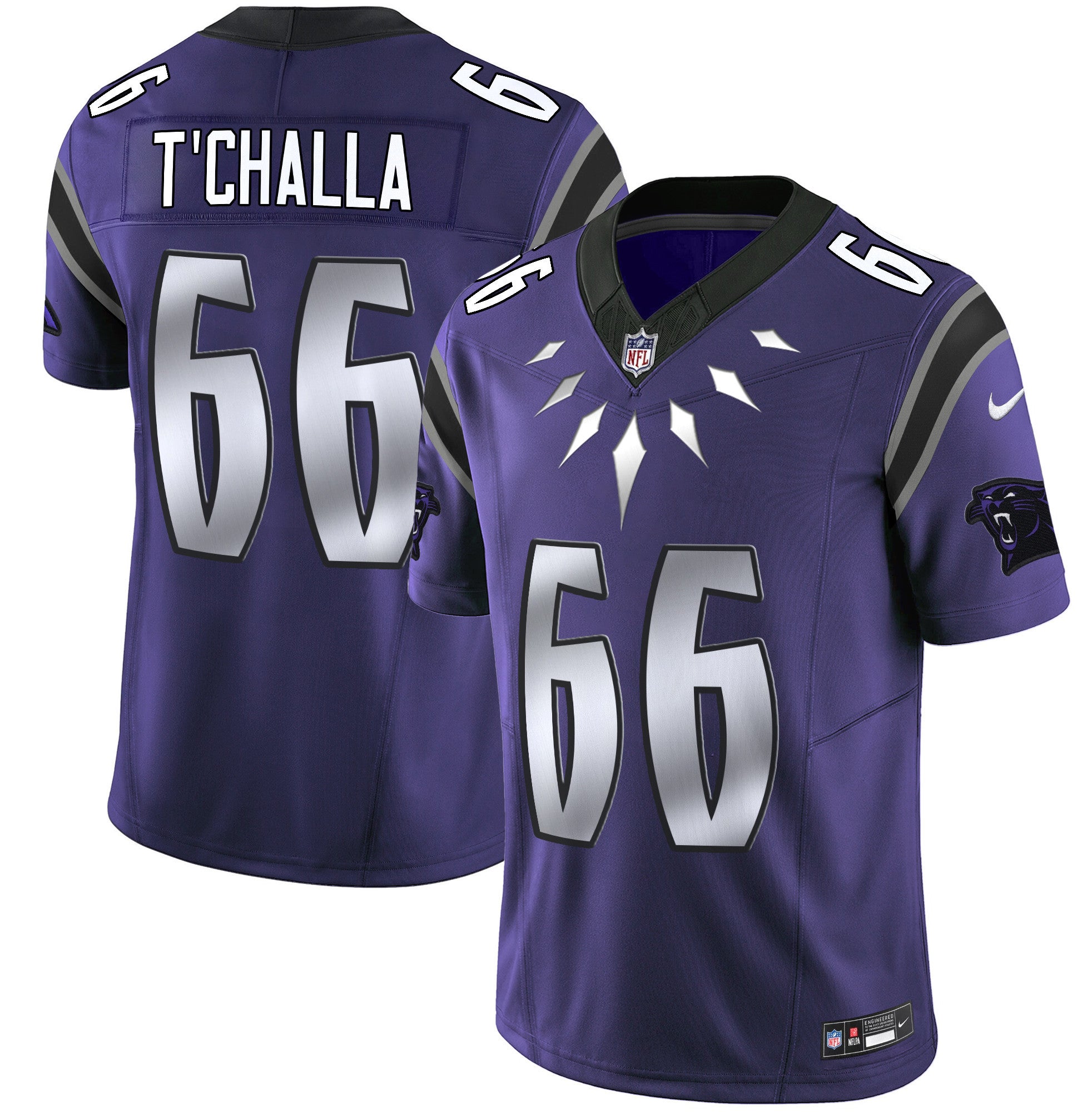 Carolina Panthers Wakanda Vapor Limited Jersey – All Stitched – Purple – T’Challa 1966 Jersey