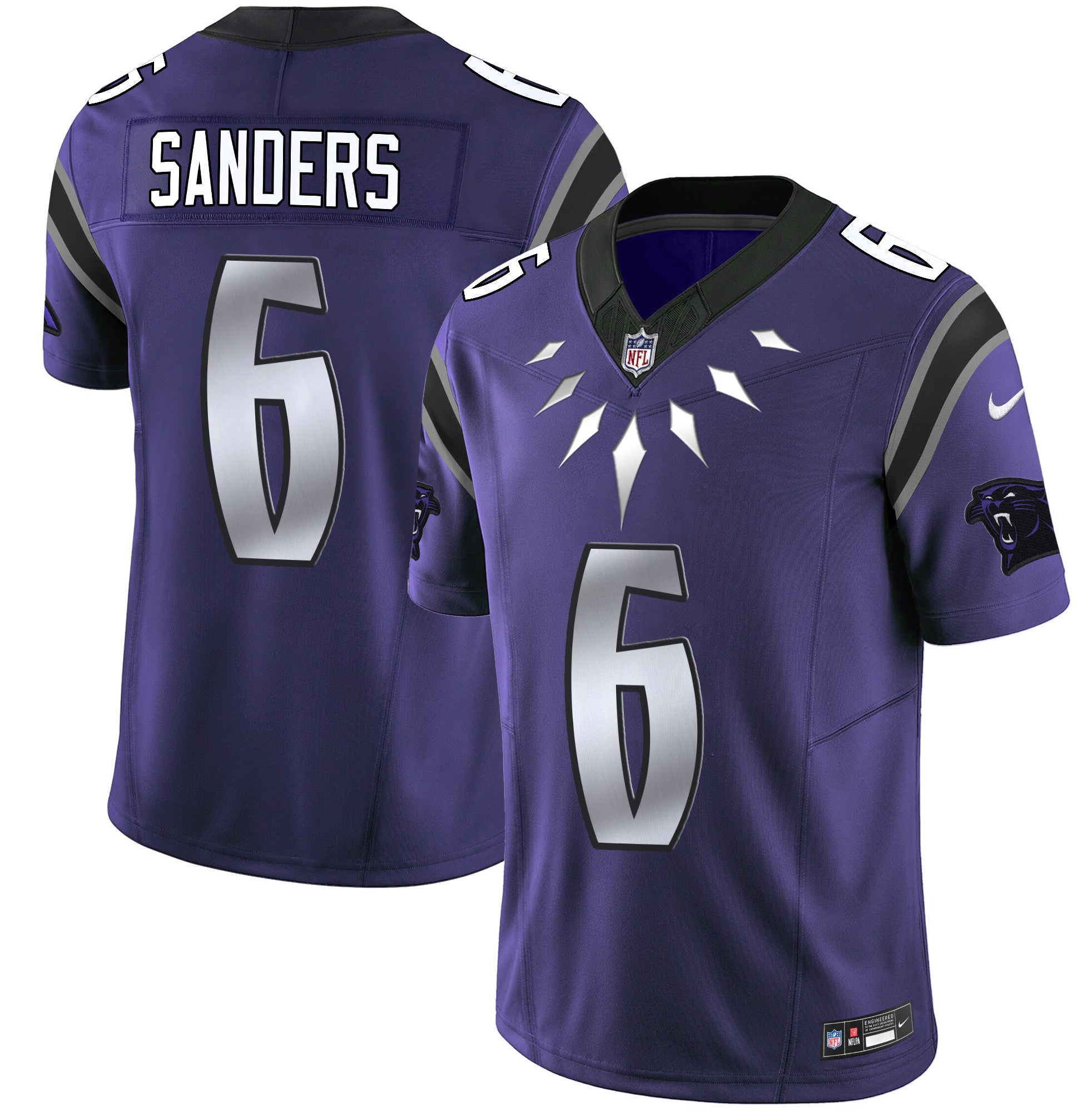 Carolina Panthers Wakanda Vapor Limited Jersey – All Stitched – Purple – Miles Sanders Jersey