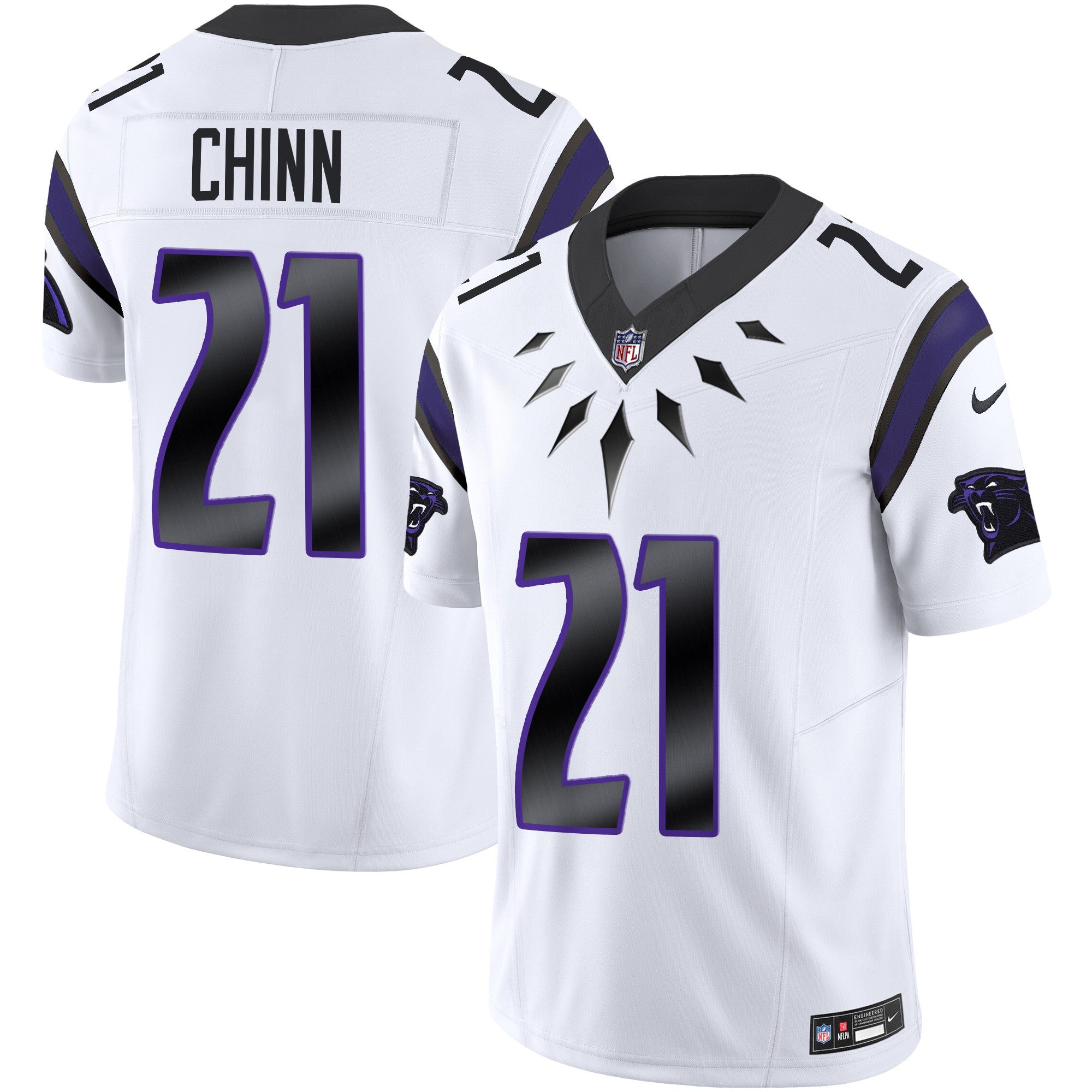 Carolina Panthers Wakanda Vapor Limited Jersey – All Stitched – White – Jeremy Chinn Jersey