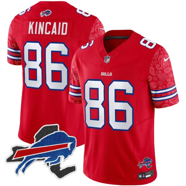 Bills New York Patch Vapor Limited Jersey V2 – All Stitched – Red – Dalton Kincaid Jersey