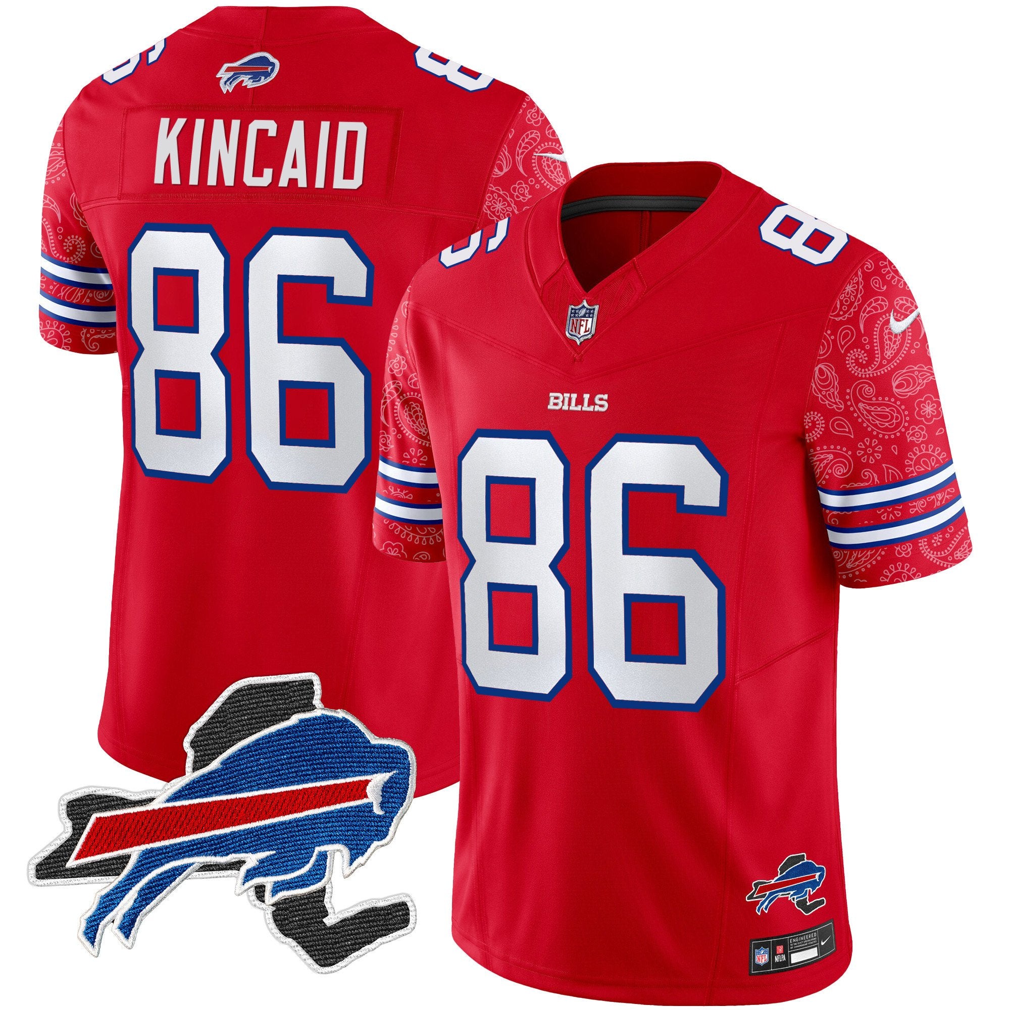 Bills New York Patch Vapor Limited Jersey V2 – All Stitched – Red – Dalton Kincaid Jersey